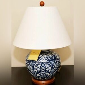 Ralph Lauren BLUE FLORAL Porcelain Ball Design Small Lamp